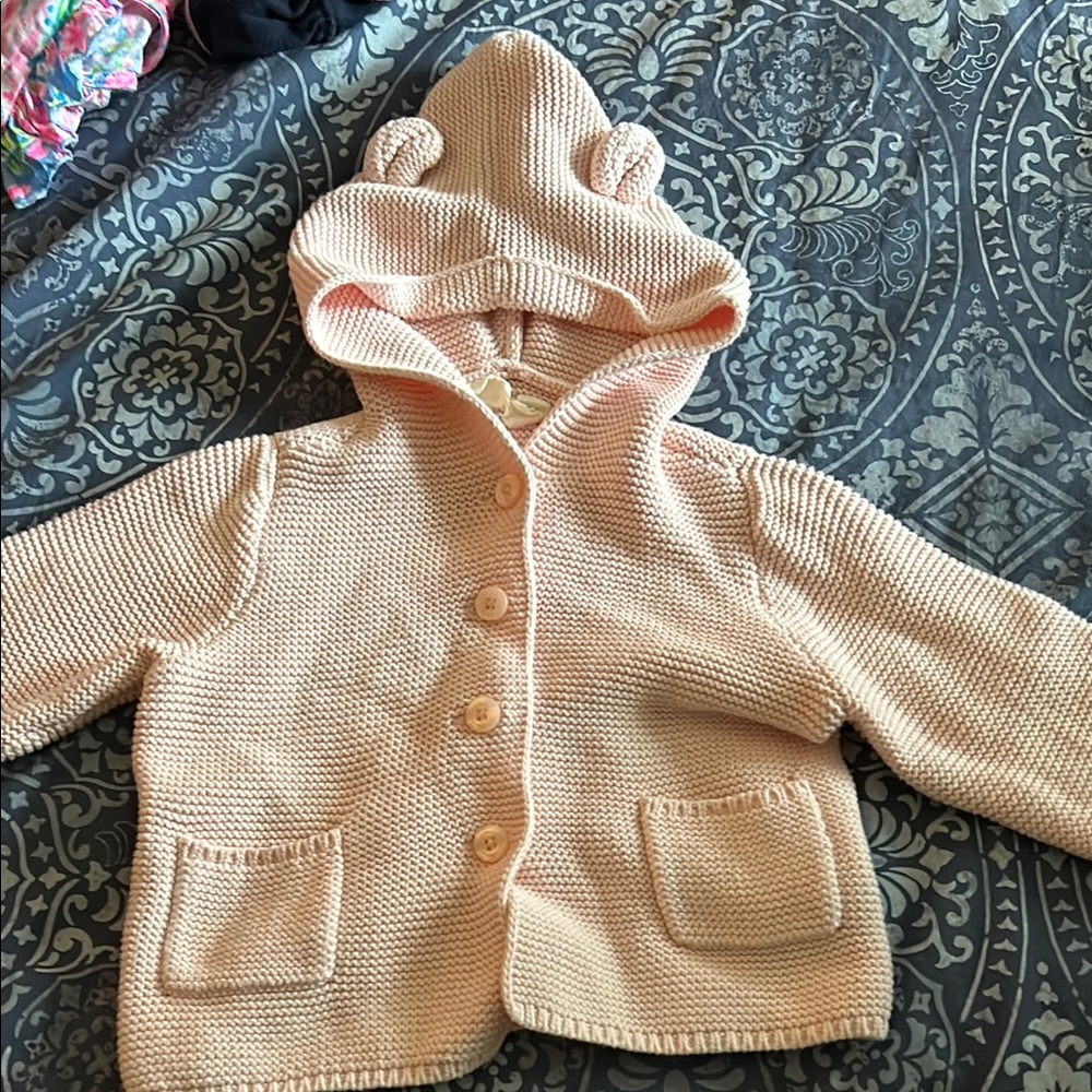 Adorable Pink Knit Baby Hoodie